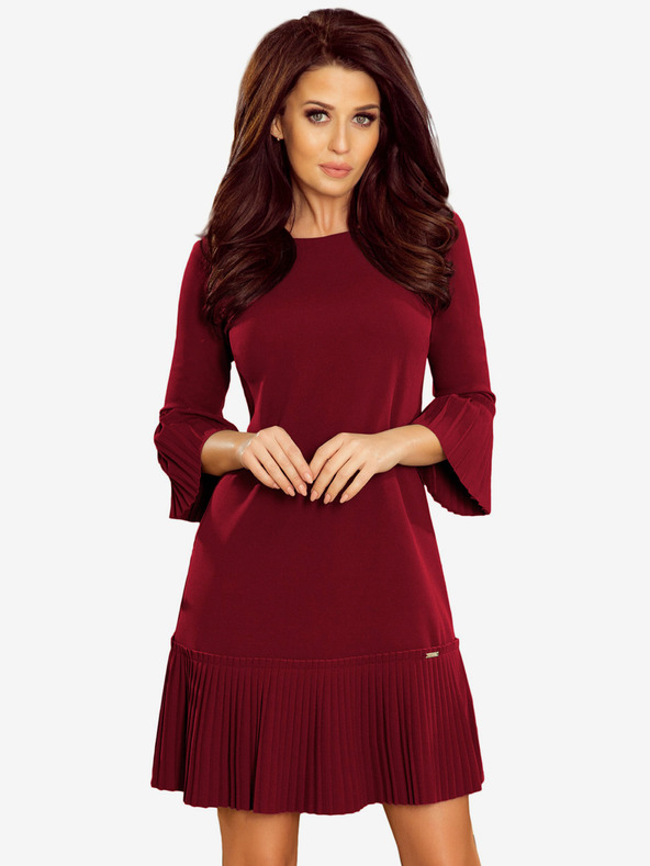 numoco Bequemes Kleid mit Falten - burgunderrot Numoco LUCY