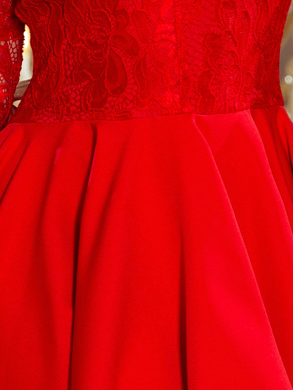 numoco Exklusives Kleid mit Spitze - rot Numoco NICOLLE