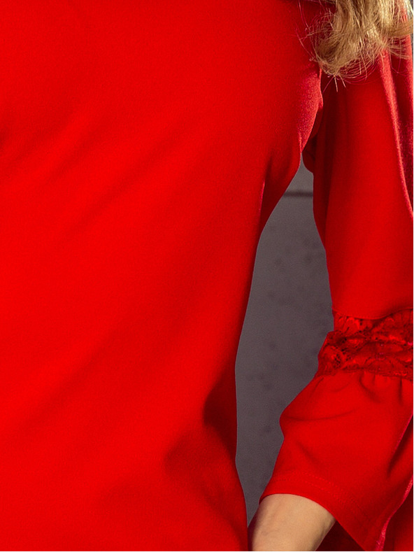 numoco Kleid mit Spitzenärmeln - rot Numoco MARGARET