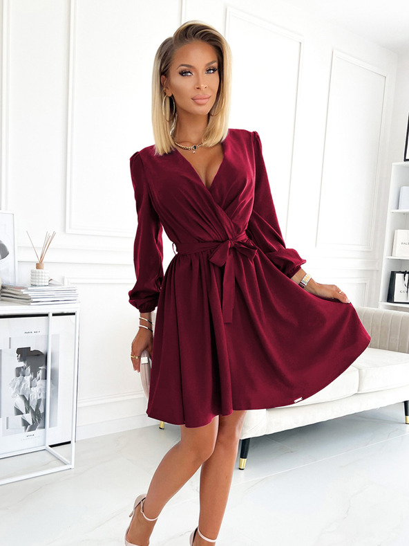 numoco Damen Kleid mit Ausschnitt - burgunderrot Numoco BINDY