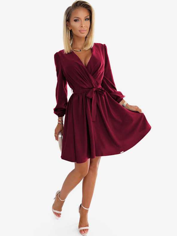 numoco Damen Kleid mit Ausschnitt - burgunderrot Numoco BINDY