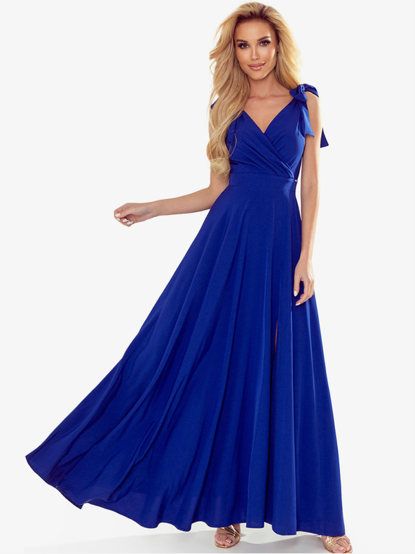 numoco Langes Kleid mit Dekolleté und Schulterbändern - blau Numoco ELENA
