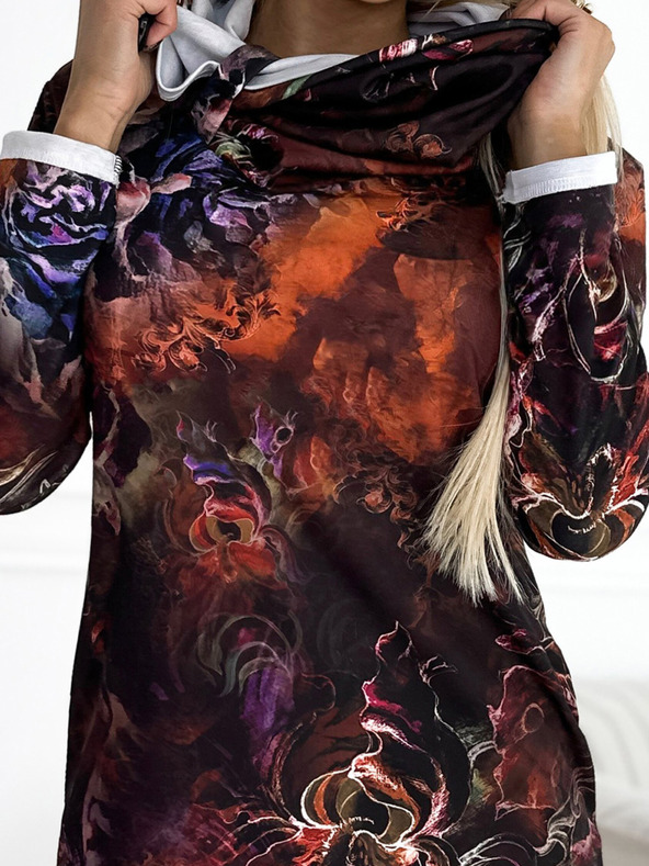 numoco Pulloverkleid mit Rollkragen - braunes Muster Numoco IRENE