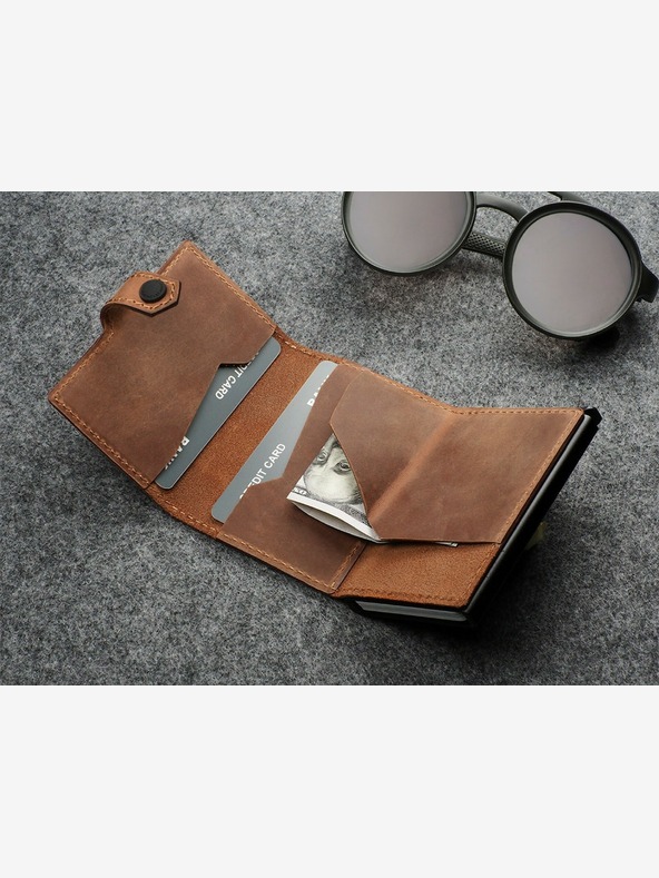 Pularys Pularys Herren Ledergeldbörse Hiker Braun 211128406