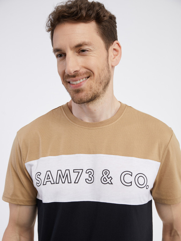 Sam 73 Schwarz-braunes Herren-T-Shirt SAM 73 Seamus