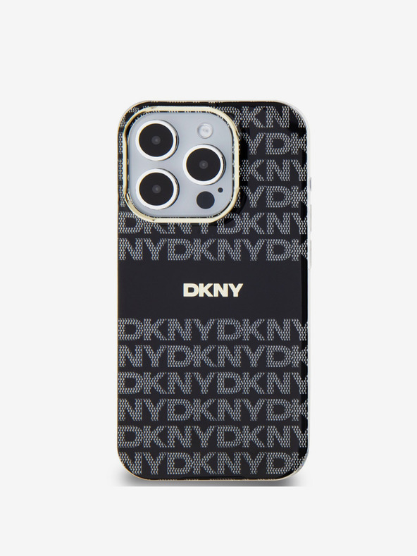 DKNY PC/TPU Repeat Pattern Tonal Stripe Magsafe Back Cover für iPhone 13 Pro Schwarz DKNY