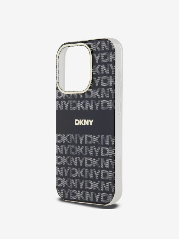 DKNY PC/TPU Repeat Pattern Tonal Stripe Magsafe Back Cover für iPhone 13 Pro Schwarz DKNY