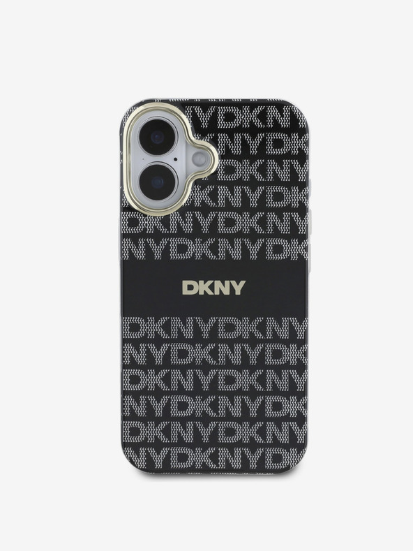 DKNY DKNY PC/TPU Repeat Pattern Tonal Stripe Magsafe Back Cover für iPhone 16 Schwarz