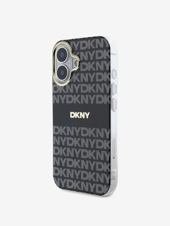 DKNY DKNY PC/TPU Repeat Pattern Tonal Stripe Magsafe Back Cover für iPhone 16 Schwarz