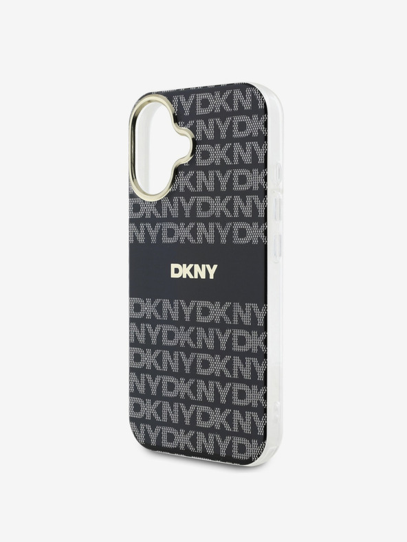 DKNY DKNY PC/TPU Repeat Pattern Tonal Stripe Magsafe Back Cover für iPhone 16 Schwarz