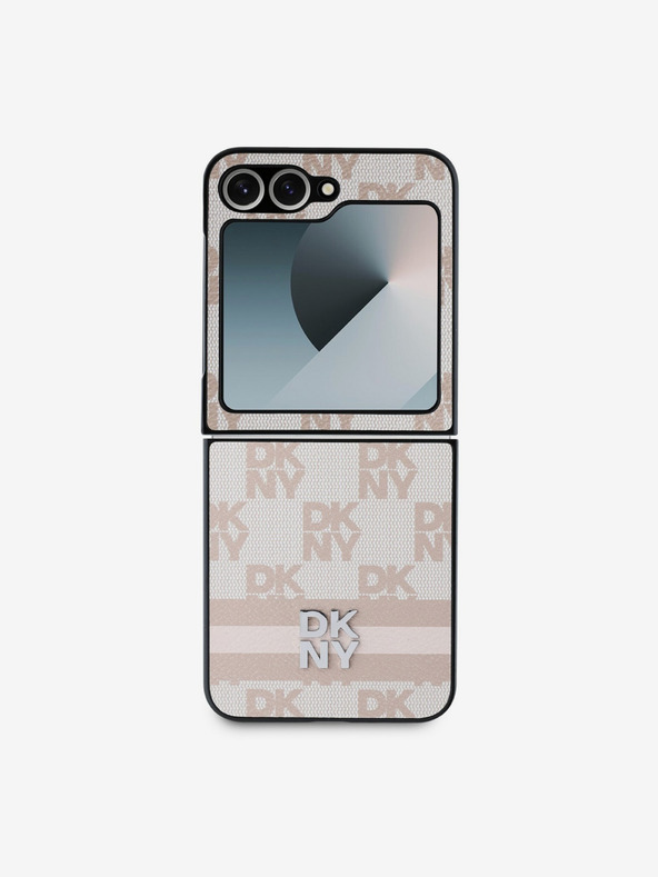 DKNY DKNY PU Leder Karomuster und Streifen Back Cover für Samsung Galaxy Z Flip 6 Pink
