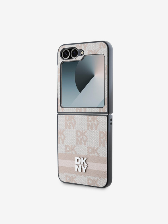 DKNY DKNY PU Leder Karomuster und Streifen Back Cover für Samsung Galaxy Z Flip 6 Pink