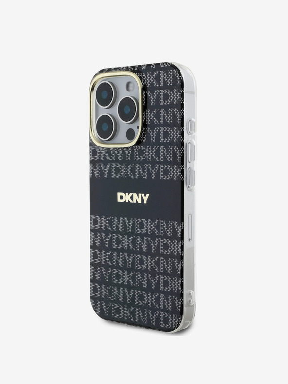 DKNY DKNY PC/TPU Repeat Pattern Tonal Stripe Magsafe Back Cover für iPhone 16 Pro Schwarz