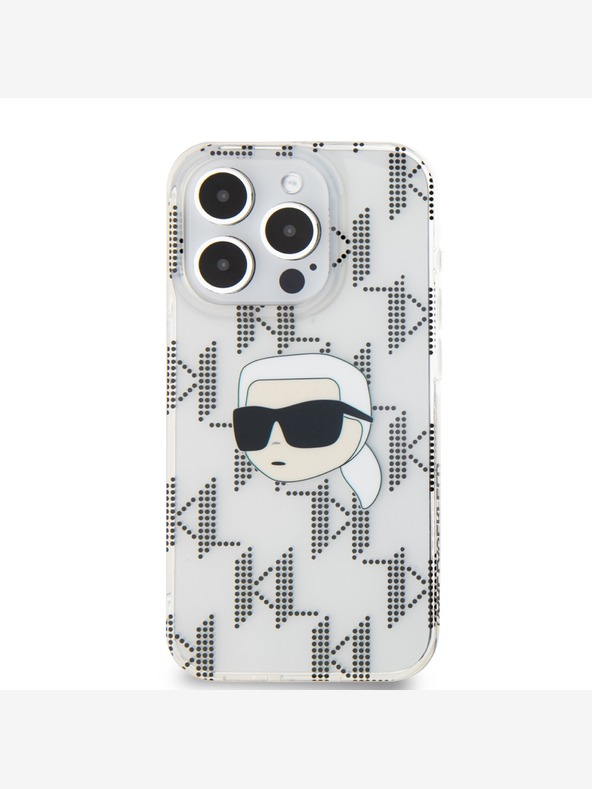 Karl Lagerfeld Karl Lagerfeld IML Galvanisierter Karlskopf Back Cover für iPhone 15 Pro Transparent