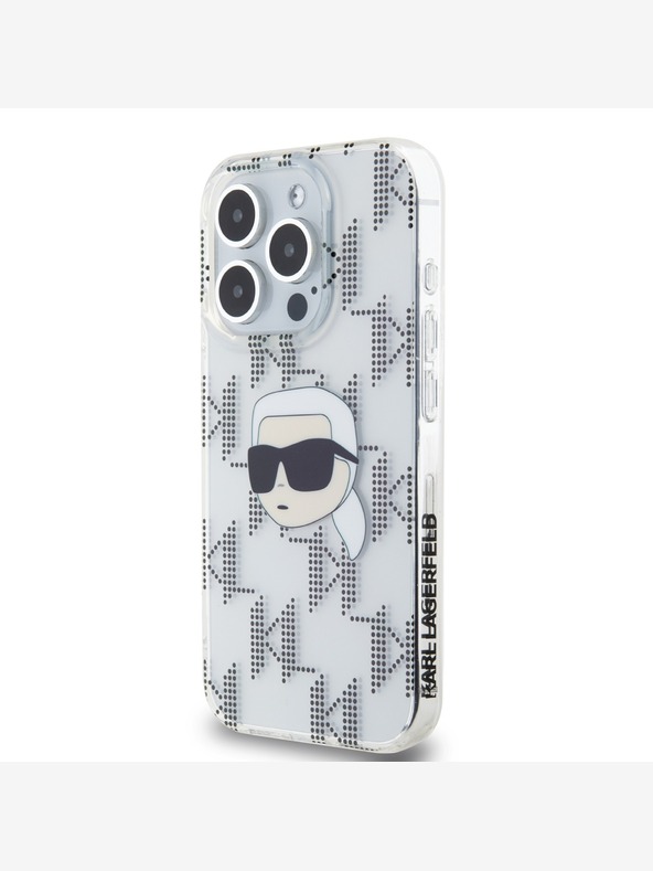 Karl Lagerfeld Karl Lagerfeld IML Galvanisierter Karlskopf Back Cover für iPhone 15 Pro Transparent