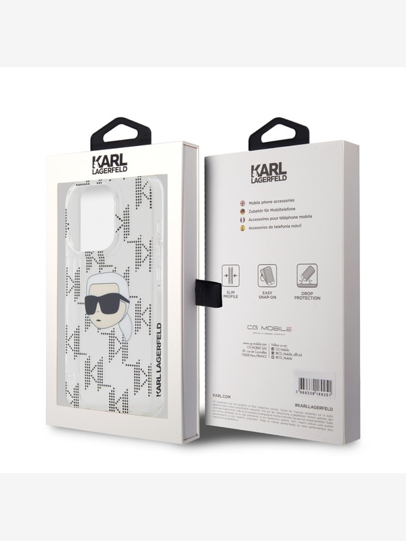 Karl Lagerfeld Karl Lagerfeld IML Galvanisierter Karlskopf Back Cover für iPhone 15 Pro Transparent