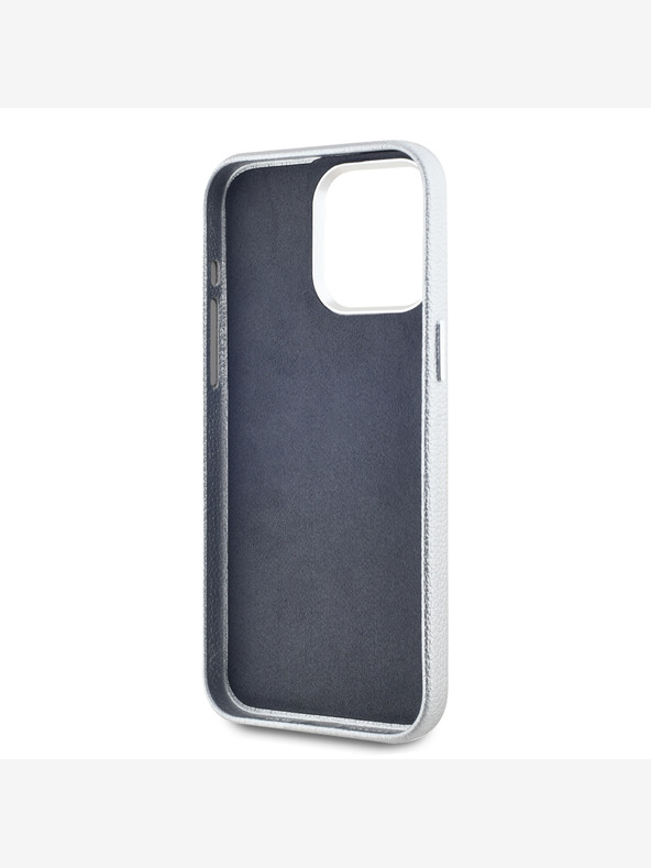 Karl Lagerfeld Genarbtes PU Hotel RSG Back Cover für iPhone 15 Pro Max Grau Karl Lagerfeld