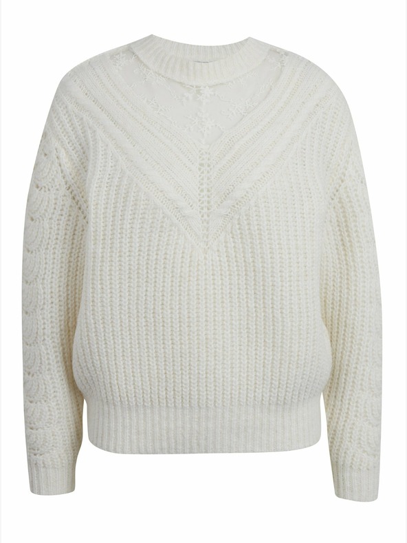 Orsay Cremefarbene Damen Strickjacke mit Spitze ORSAY