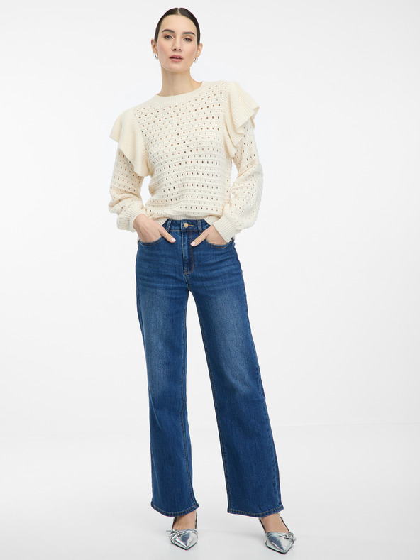 Orsay Cremefarbener Damenpullover mit Rüschen ORSAY