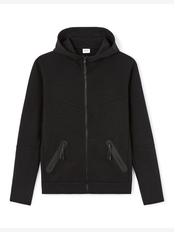 Celio Schwarzes Herren-Kapuzensweatshirt mit Reißverschluss Celio Lenewyoke