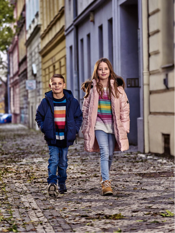 NAX Gestreifter Kinder-Pullover nax NAX NORDO beige