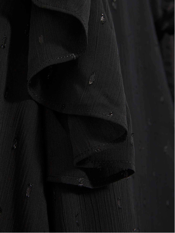 Moodo Schwarze Damenbluse mit Rüschen Moodo