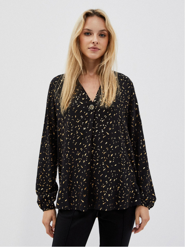 Moodo Schwarze Damenbluse bedruckt Moodo