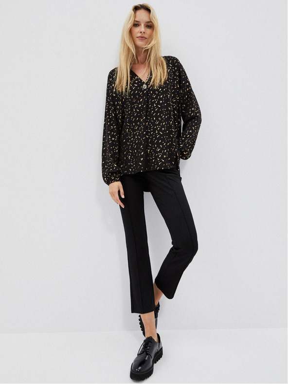 Moodo Schwarze Damenbluse bedruckt Moodo