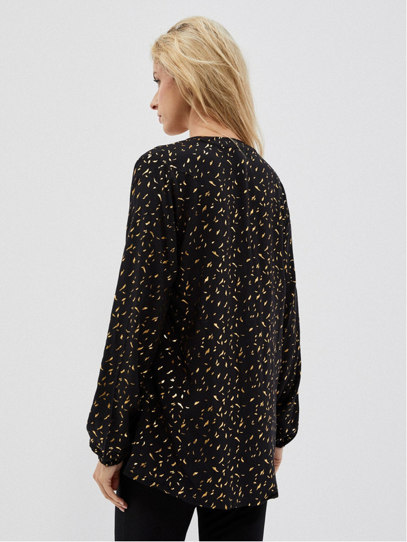 Moodo Schwarze Damenbluse bedruckt Moodo