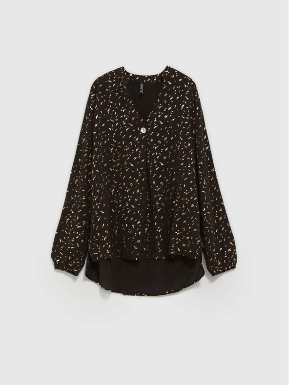 Moodo Schwarze Damenbluse bedruckt Moodo