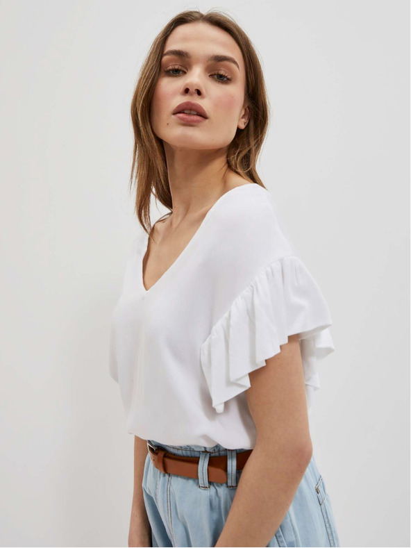 Moodo Weiß Damen Bluse Moodo