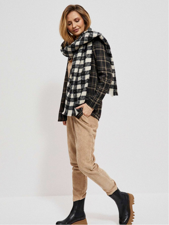 Moodo Weiß-schwarz karierter Schal Moodo