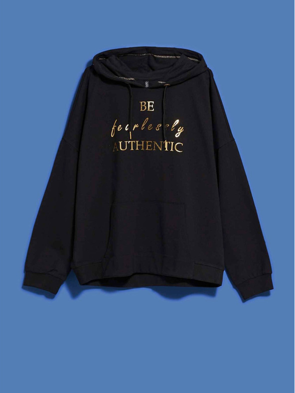 Moodo Schwarzes Damen-Kapuzen-Sweatshirt Moodo