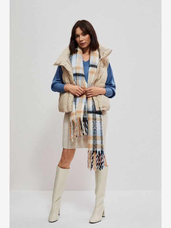 Moodo Moodo Orange und Blau kariertes Damenhemd