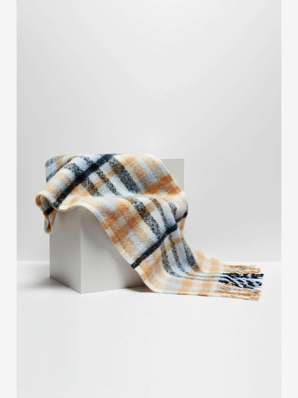 Moodo Moodo Orange und Blau kariertes Damenhemd