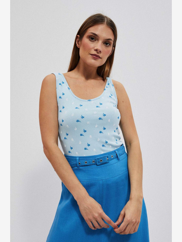 Moodo Hellblaues bedrucktes Tank-Top Moodo