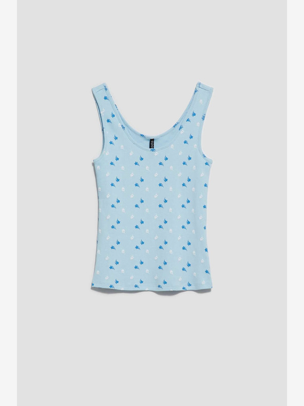 Moodo Hellblaues bedrucktes Tank-Top Moodo
