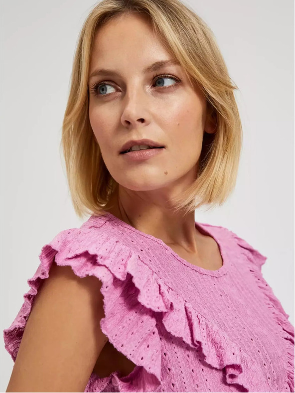 Moodo Rosa Rüschenbluse Moodo