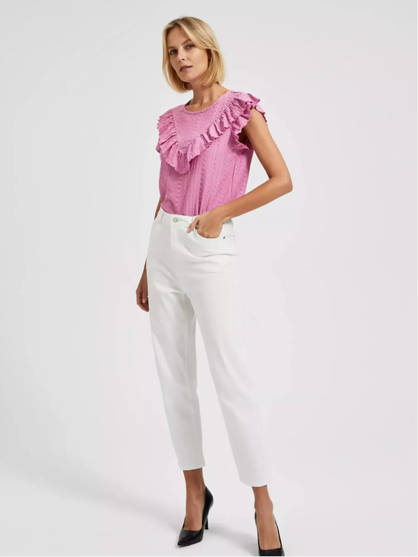 Moodo Rosa Rüschenbluse Moodo