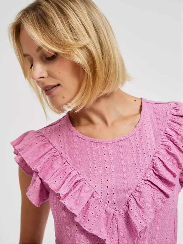 Moodo Rosa Rüschenbluse Moodo