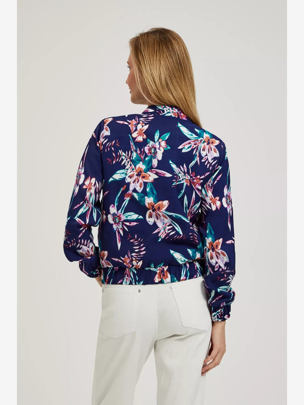 Moodo Dunkelblauer Bomber mit Blumendruck Moodo