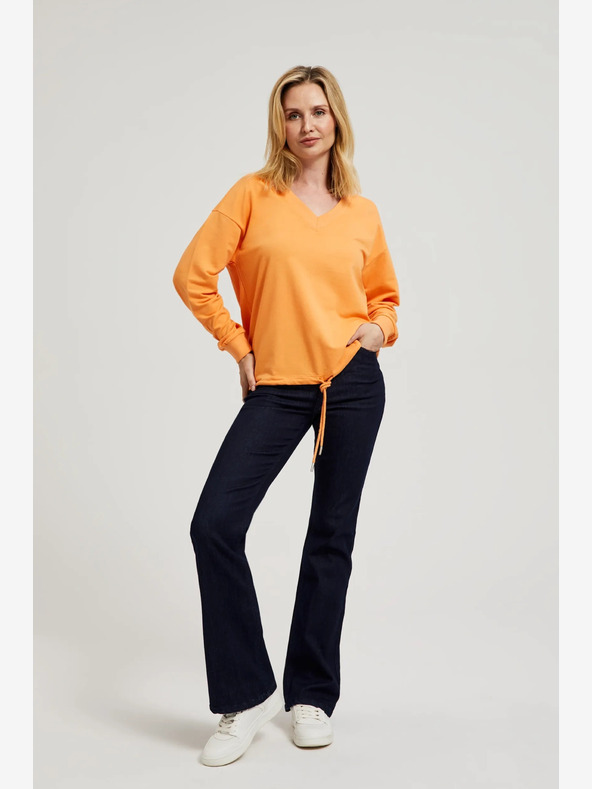 Moodo Orangefarbenes Sweatshirt mit V-Ausschnitt Moodo