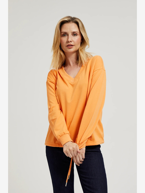 Moodo Orangefarbenes Sweatshirt mit V-Ausschnitt Moodo