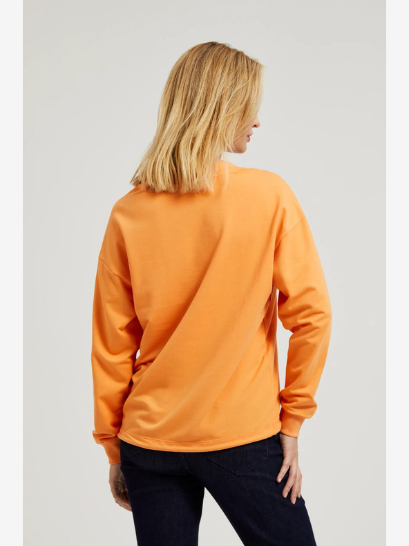Moodo Orangefarbenes Sweatshirt mit V-Ausschnitt Moodo