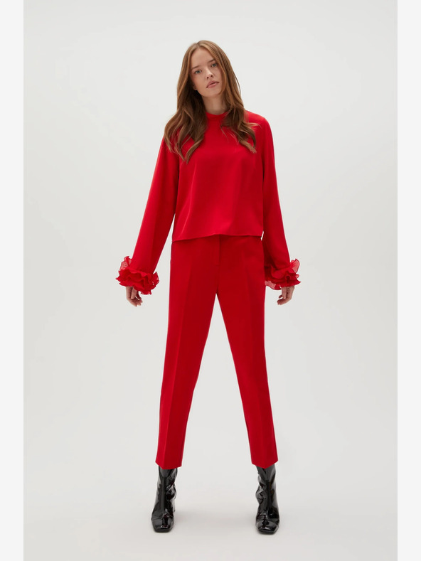Moodo Rote gerade Hose mit Gürtel Moodo