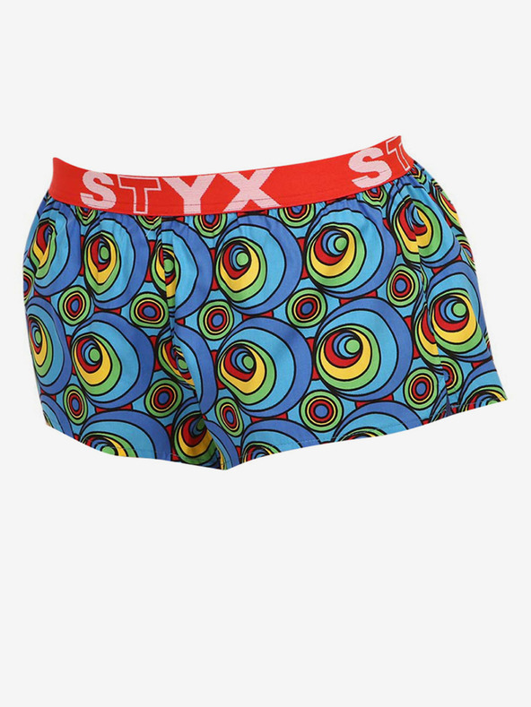 Styx Gelbe und blaue gemusterte Damen-Shorts Styx