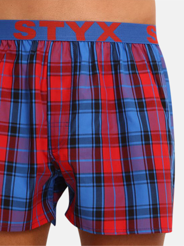 Styx Blau und rot karierte Shorts für Männer von Styx