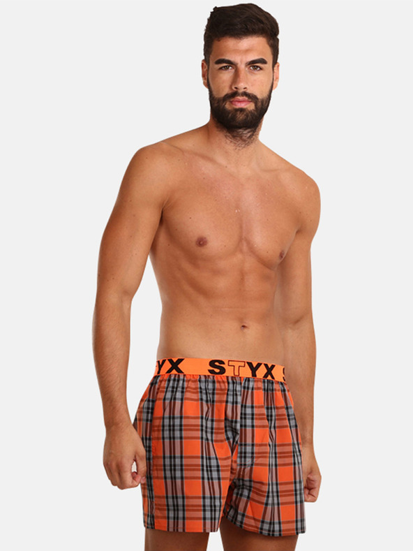 Styx Grau-orange karierte Shorts Styx für Herren