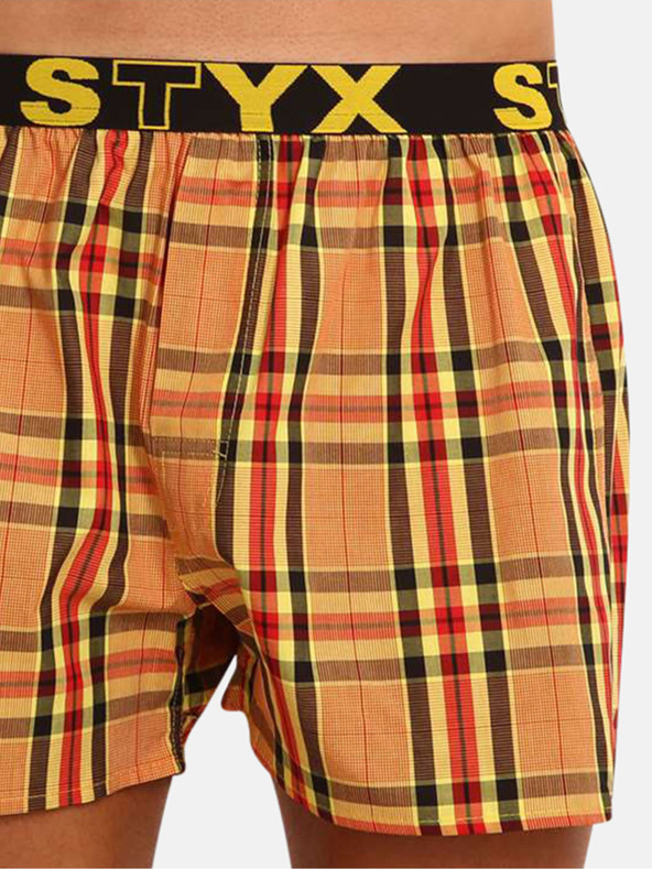 Styx Gelb-orange karierte Herren-Shorts Styx