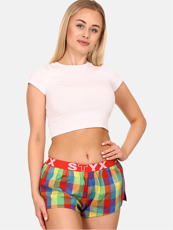 Styx Rot und grün gemusterte Styx Schlafshorts für Frauen